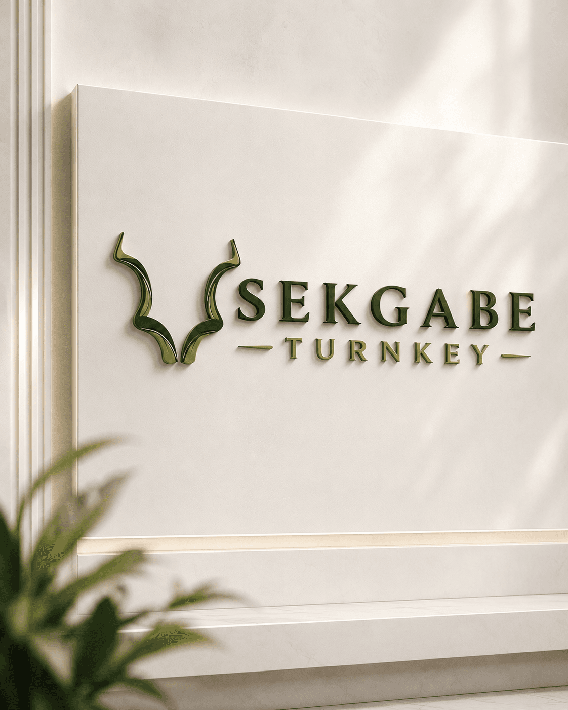 Sekgabe Turnkey logo presented on a cream interior wall